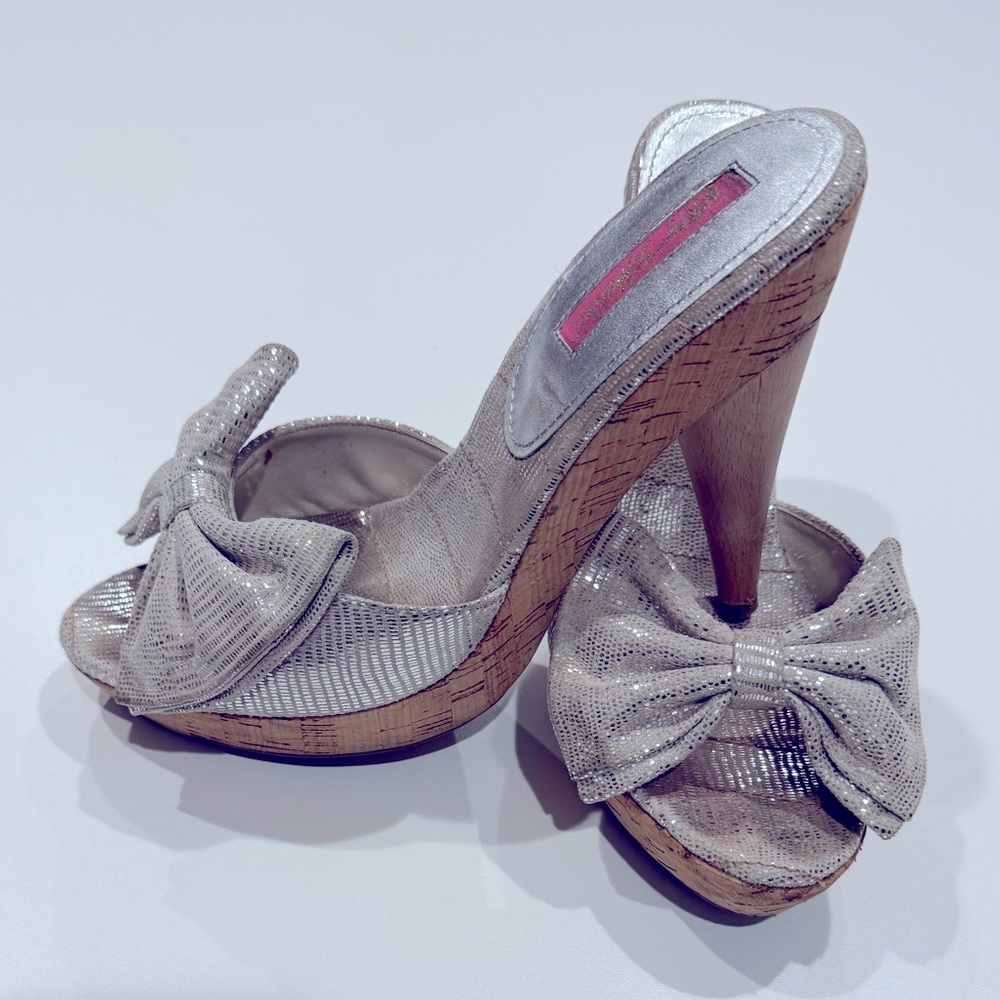 Silver metallic heels